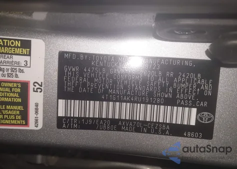 2024 Toyota Camry Se z USA, uszkodzony, nr VIN 4T1G11AK4RU191280